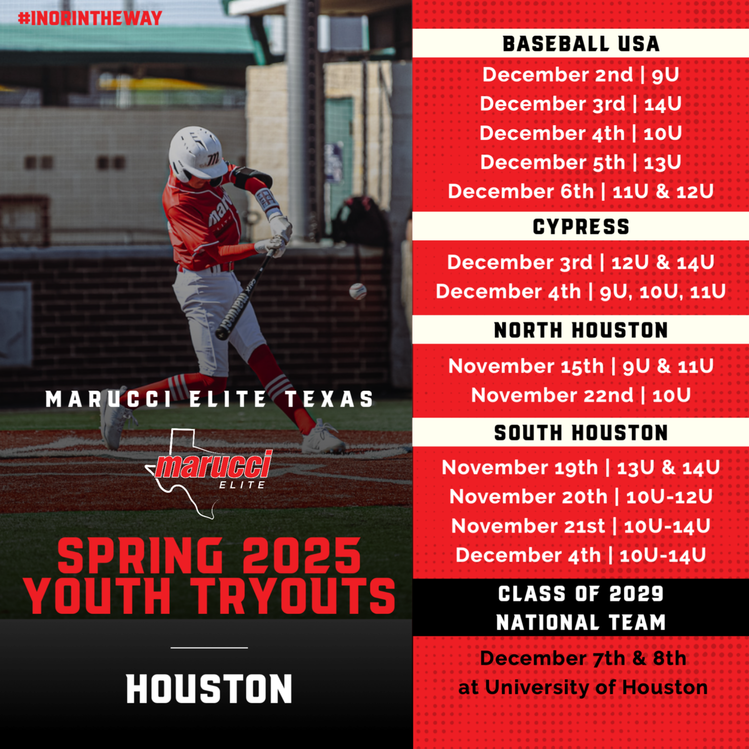 Spring 2025 Houston Youth Tryout Dates!! Marucci Elite Texas